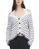 Mcqueen McQueen Wool Off-the-Shoulder Striped Cardigan - 1