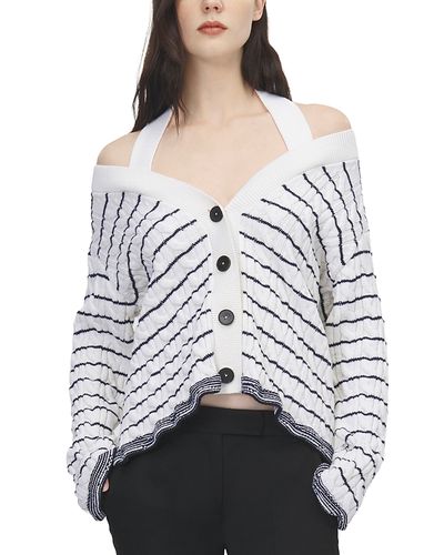 Mcqueen McQueen Wool Off-the-Shoulder Striped Cardigan