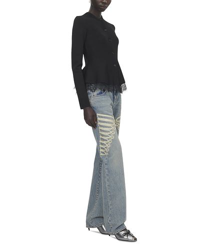 Mcqueen McQueen Woven Lace Trim Cardigan Sweater