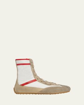 McQueen Men's Boxe Mixed Media High-Top Sneakers