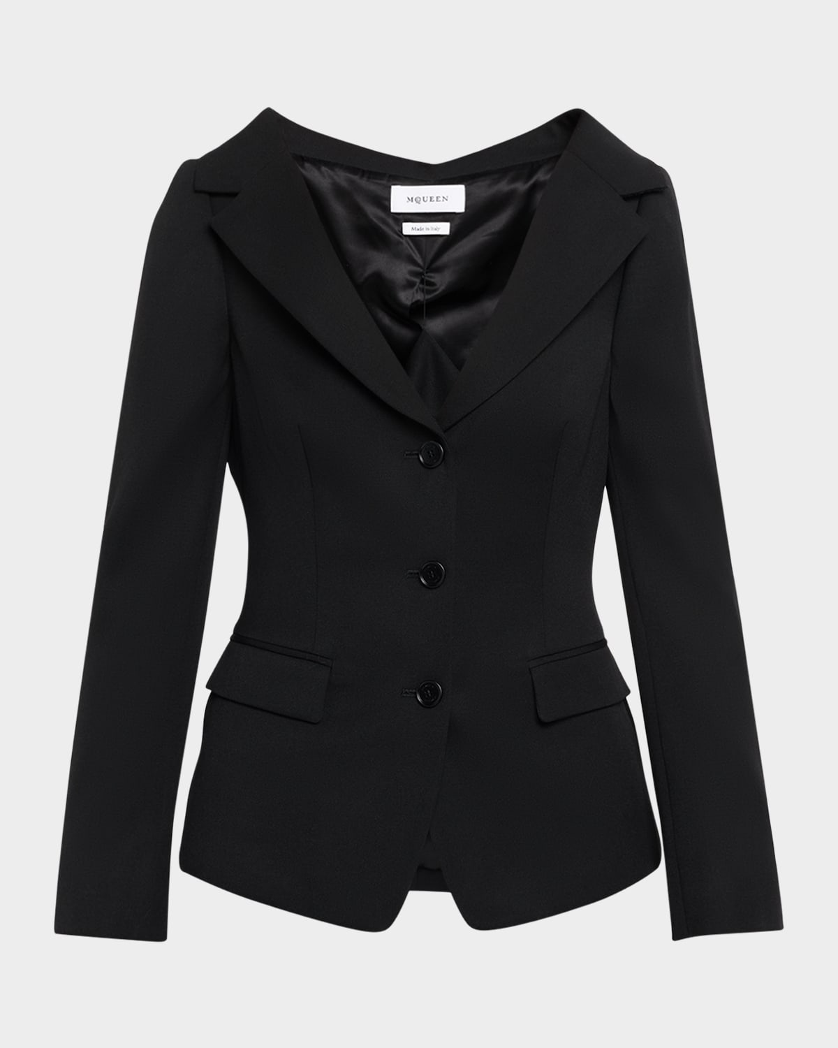 McQueen Off-The-Shoulder Single-Breasted Jacket