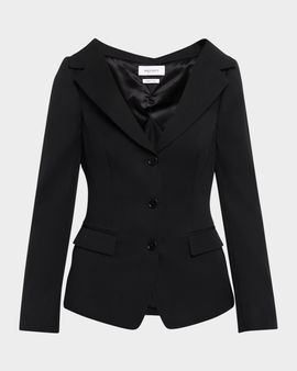 McQueen Off-The-Shoulder Single-Breasted Jacket