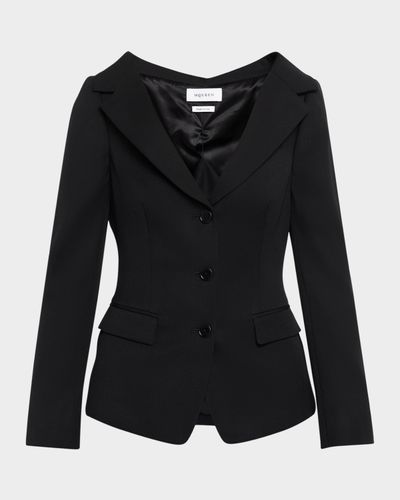 McQueen Off-The-Shoulder Single-Breasted Jacket