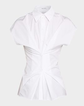 McQueen Responsible Cotton Gathered-Waist Button-Down Shirt