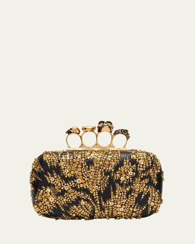 McQueen Skull Four Ring Embellished Clutch Bag