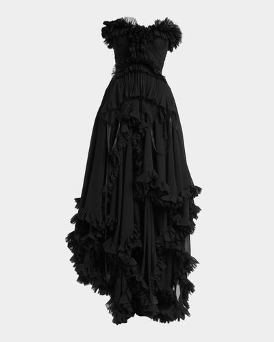 milly strapless dress Norelle Strapless Mixed Laces Pleated Maxi Dress Blush / 2