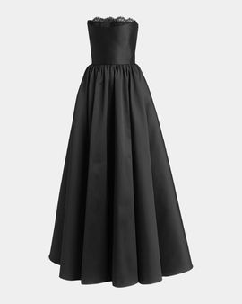 McQueen Strapless Lace-Trim Corset Fit-&-Flare Gown