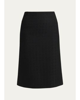 McQueen Sweetheart-Waist Lightweight Tweed Midi Skirt
