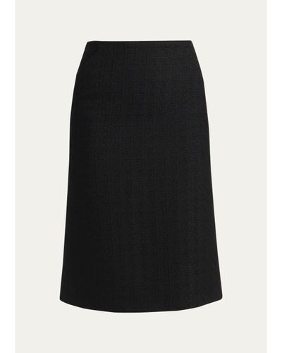 McQueen Sweetheart-Waist Lightweight Tweed Midi Skirt
