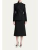 McQueen Sweetheart-Waist Lightweight Tweed Midi Skirt - 2