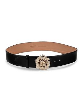 McQueen Women's Crystal-Embellished Leather Belt