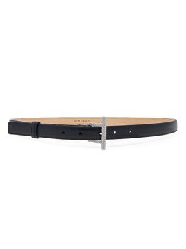 McQueen Women's Embellished Leather T-Bar Belt