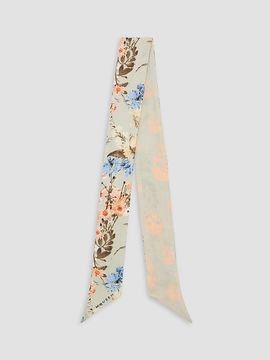 McQueen Women's Floral Skull Silk Twill Ribbon Scarf
