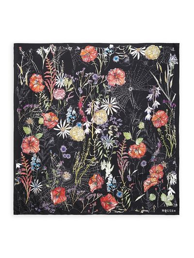 McQueen Women's Floral Spider Silk Square Scarf