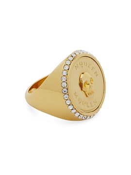 McQueen Women's Goldtone & Crystal Skull Signet Ring