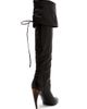 McQueen Women's Horn 105MM Leather Foldover Lace-Back Boots - 4