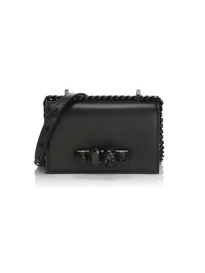 McQueen Women's Mini Black Out Jewlled Satchel In Leather