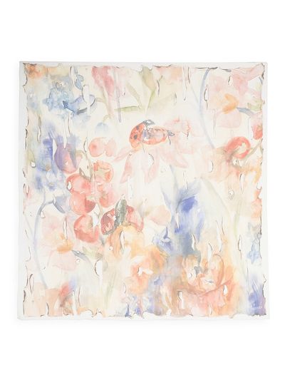 McQueen Women's Painted Floral Silk Square Scarf