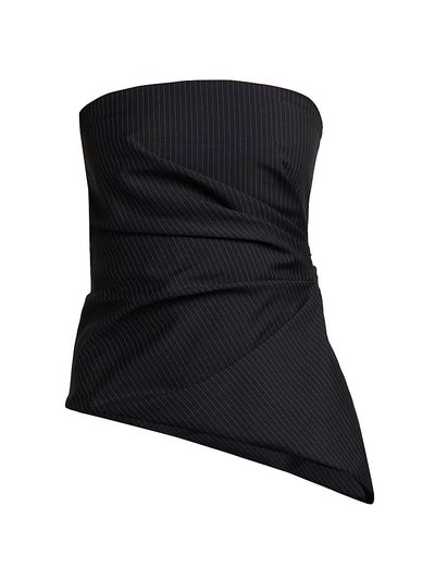 McQueen Women's Pinstriped Wool-Mohair Sculpted Top
