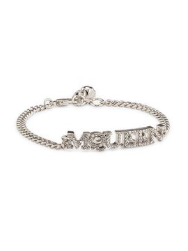 McQueen Women's Silvertone & Glass Crystal "McQueen" Logo Bracelet