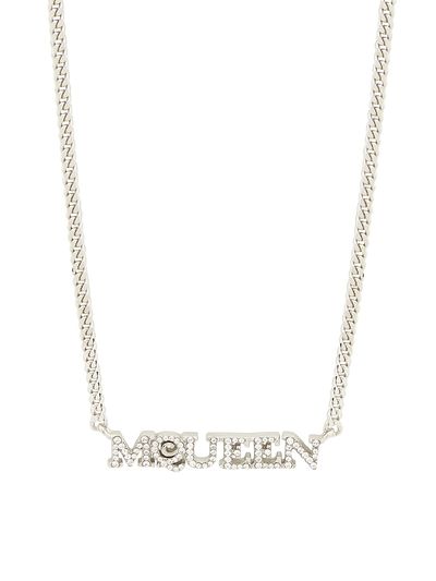 McQueen Women's Silvertone & Glass Crystal "McQueen" Logo Necklace
