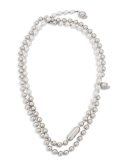 McQueen Women's Skull Pearl-Embellished Ball Chain Belt