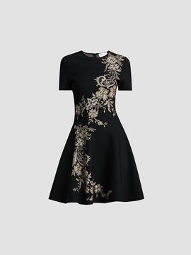 McQueen Women's Volume Asymmetric Jacquard Mini Dress