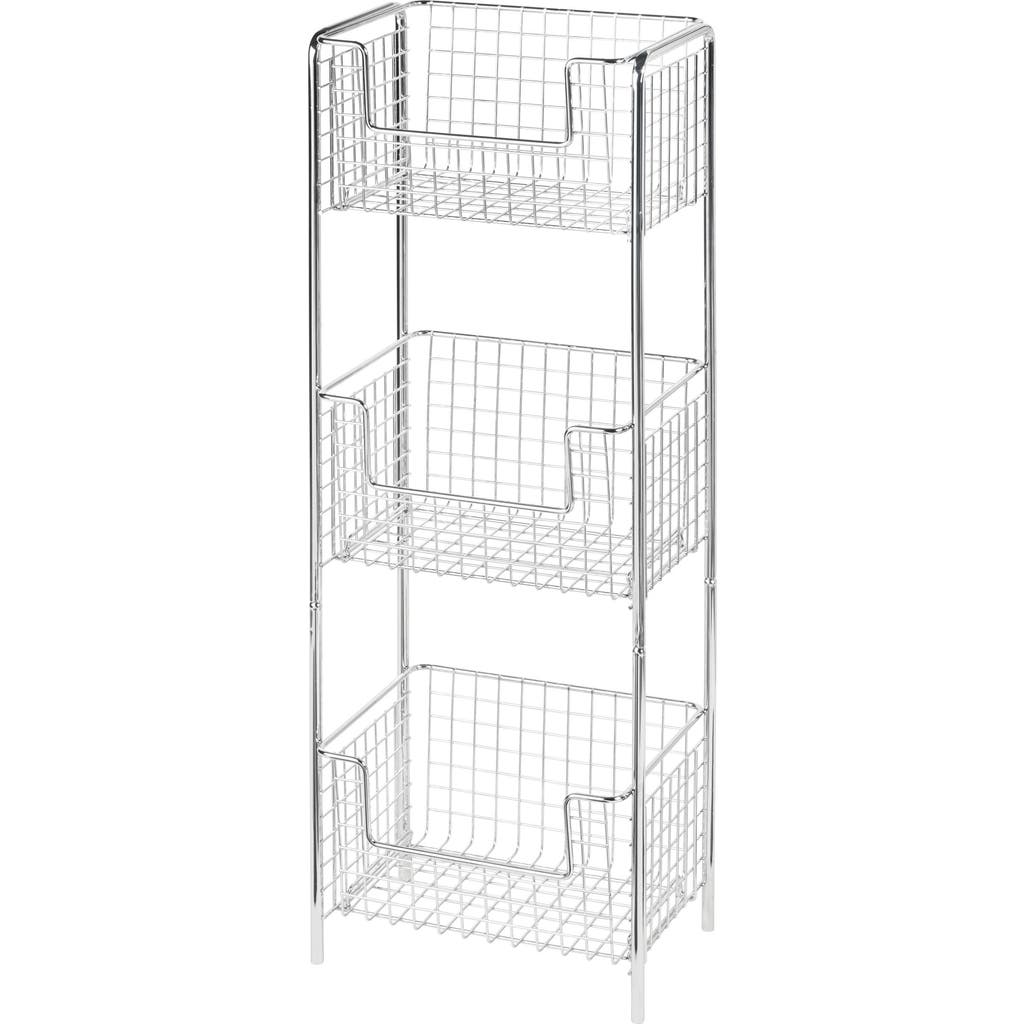 Stand Rack Storage 3 mDesign - Steel Freestanding 3-Tier Storage Organizer Tower Rack - Chrome