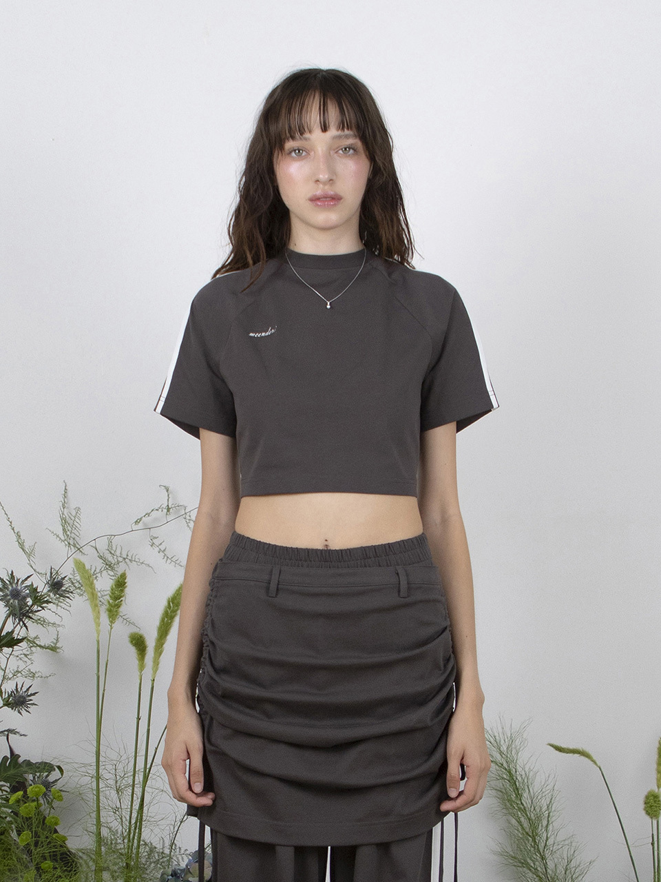 MEENDERI Back Lace-up Track Top_Charcoal