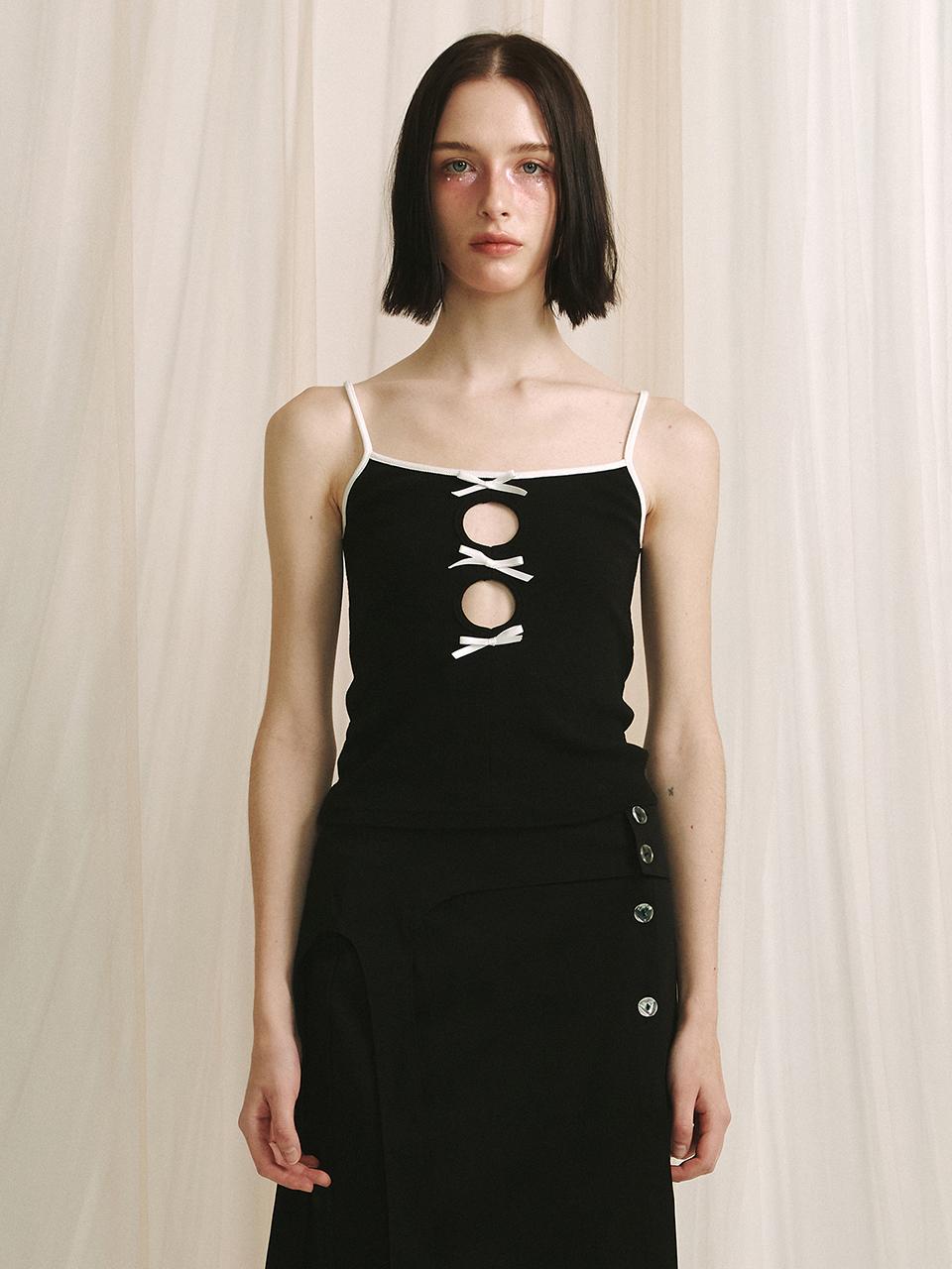 MEENDERI Cami Ribbon Sleeveless Top - Black