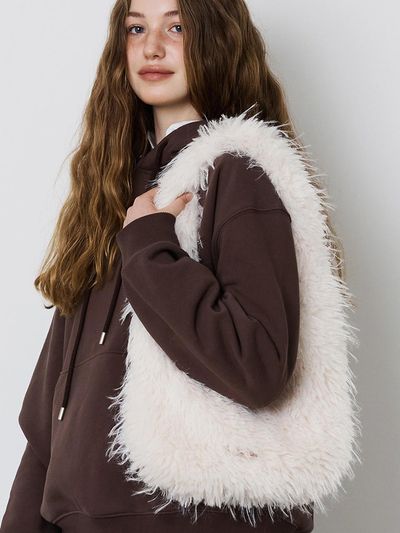 MEENDERI FLUFFY LOGO MINI BAG - light beige