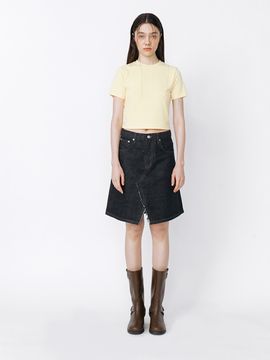 MEENDERI Front Slit Denim Skirt_Indigo