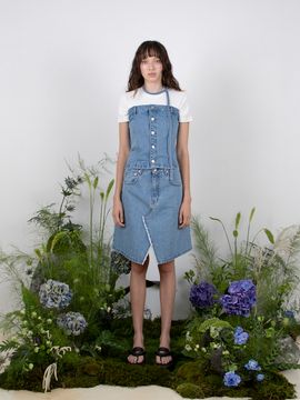 MEENDERI Front Slit Denim Skirt_Sky Blue