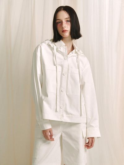MEENDERI Hoodie Shirt Jacket - White