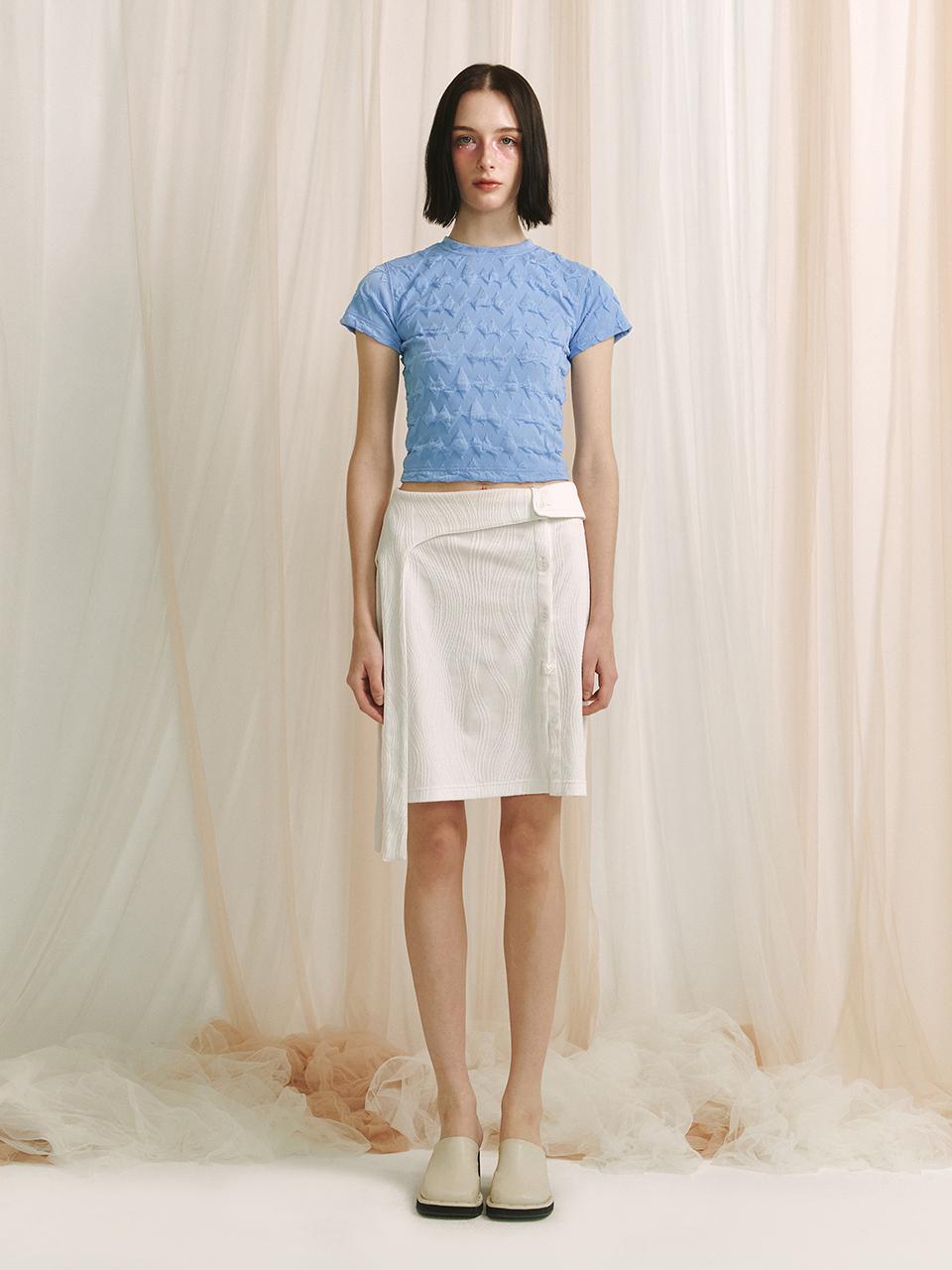MEENDERI Jacquard Button Skirt - White