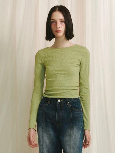 MEENDERI Jacquard Long Sleeve Top - Green