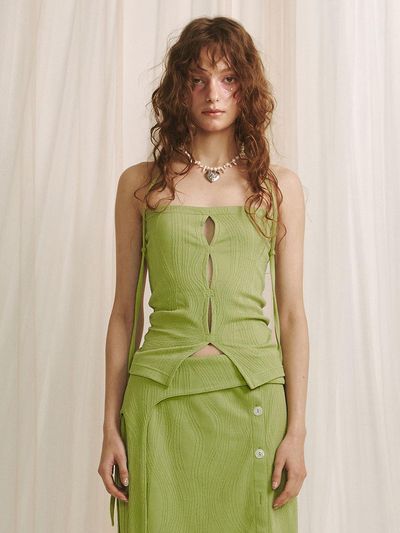 MEENDERI Jacquard Strap Tube Top - Green