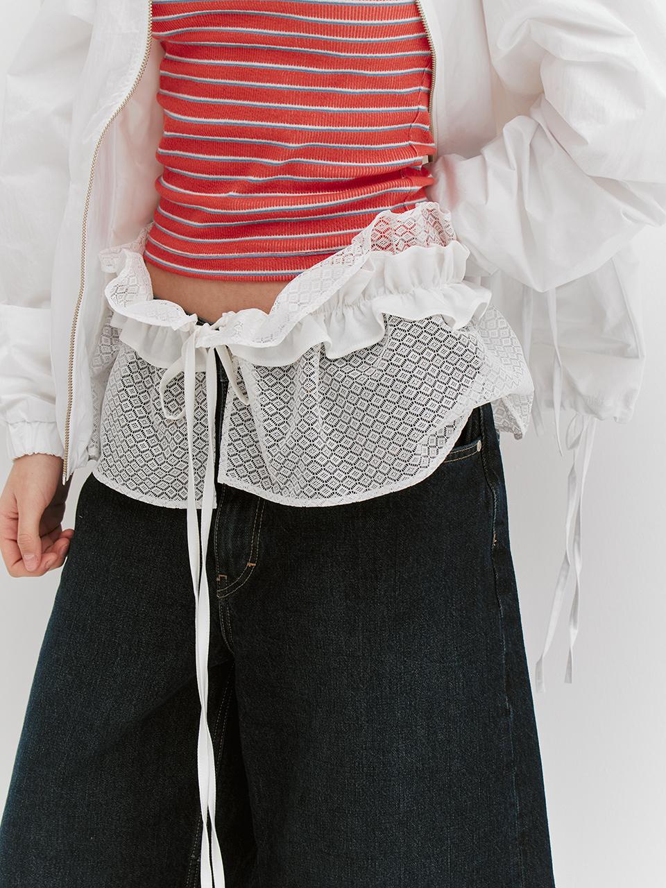 MEENDERI LACE SHIRRING WRAP SKIRT [WHITE]