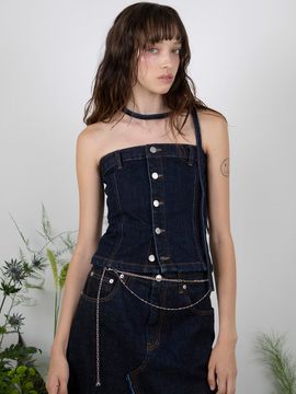 MEENDERI Scarf Denim Tube Top_Indigo