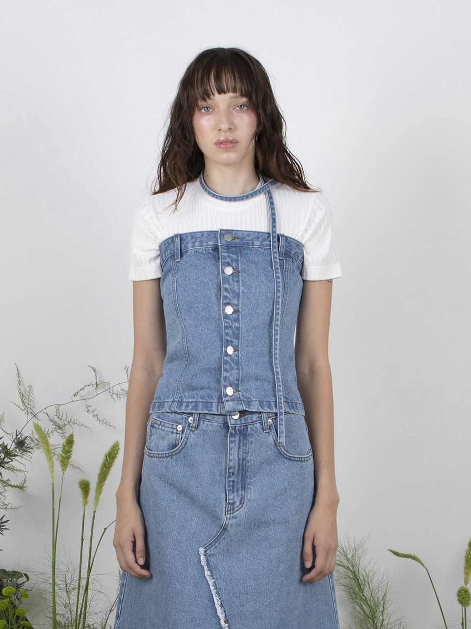 MEENDERI Scarf Denim Tube Top_Sky Blue