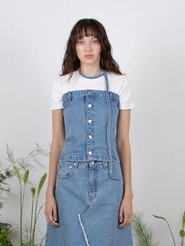 MEENDERI Scarf Denim Tube Top_Sky Blue
