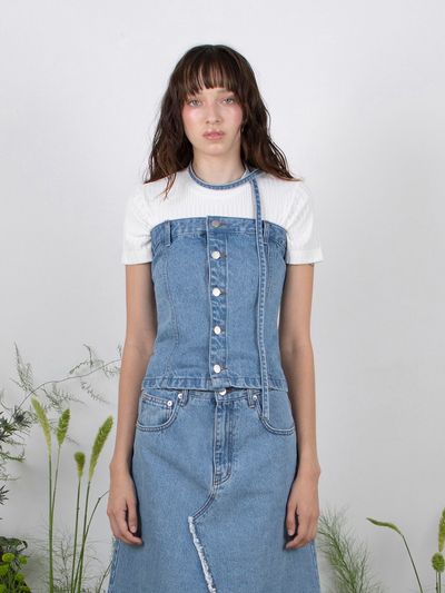 MEENDERI Scarf Denim Tube Top_Sky Blue