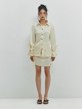 MEENDERI Shirring Satin Skirt