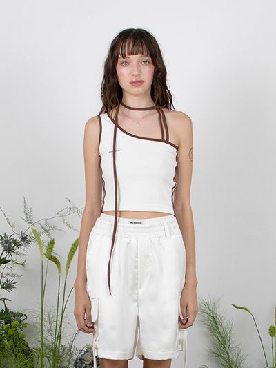 MEENDERI Track Asymmetric Sleeveless Top_White