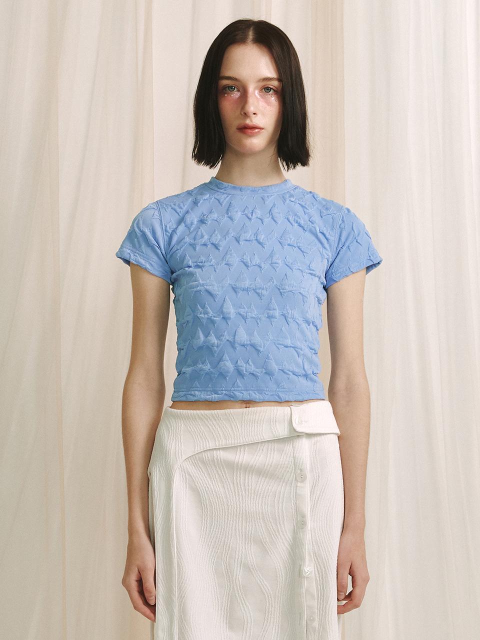 MEENDERI Wave Jacquard T-Shirt - Sky Blue
