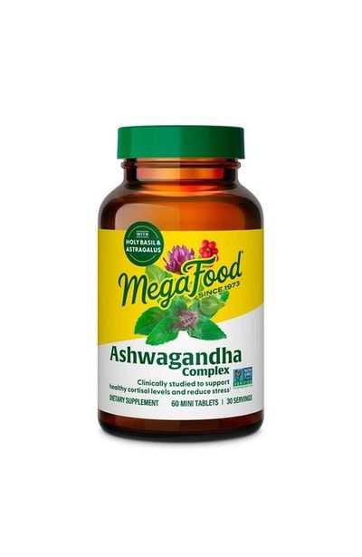 MegaFood MegaFood Ashwagandha Complex, Cortisol Supplement, Vegetarian, Gluten Free, 60 Mini Tablets
