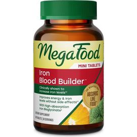 MegaFood MegaFood Blood Builder Iron Supplement for Women & Men with B12, Folic Acid & Vitamin C, Vegan, 60 Mini Tablets