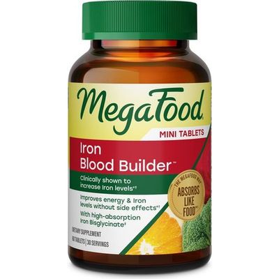 MegaFood MegaFood Blood Builder Iron Supplement for Women & Men with B12, Folic Acid & Vitamin C, Vegan, 60 Mini Tablets