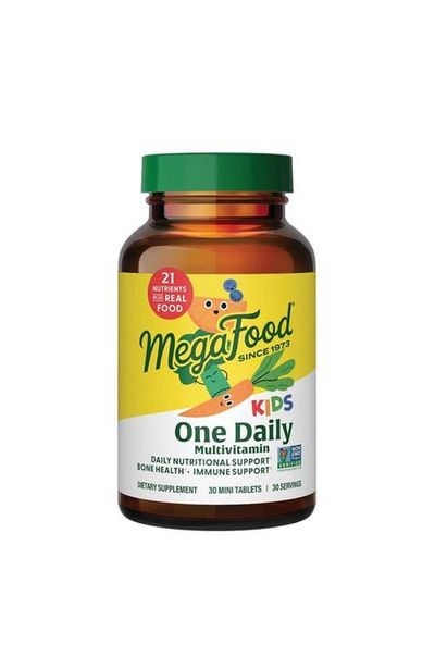 MegaFood MegaFood Kids One Daily Multivitamin with Zinc, Vitamin C, B & D3, Vegetarian, Non GMO, 30 Mini Tablets