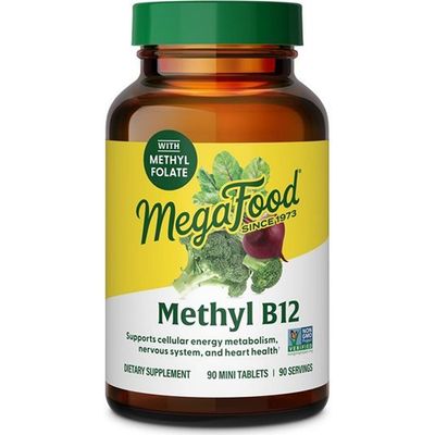 MegaFood MegaFood Methyl B12, Vegan Vitamin B12, Vitamin B6 & Methyl Folate for Women & Men, 90 Mini Tablets